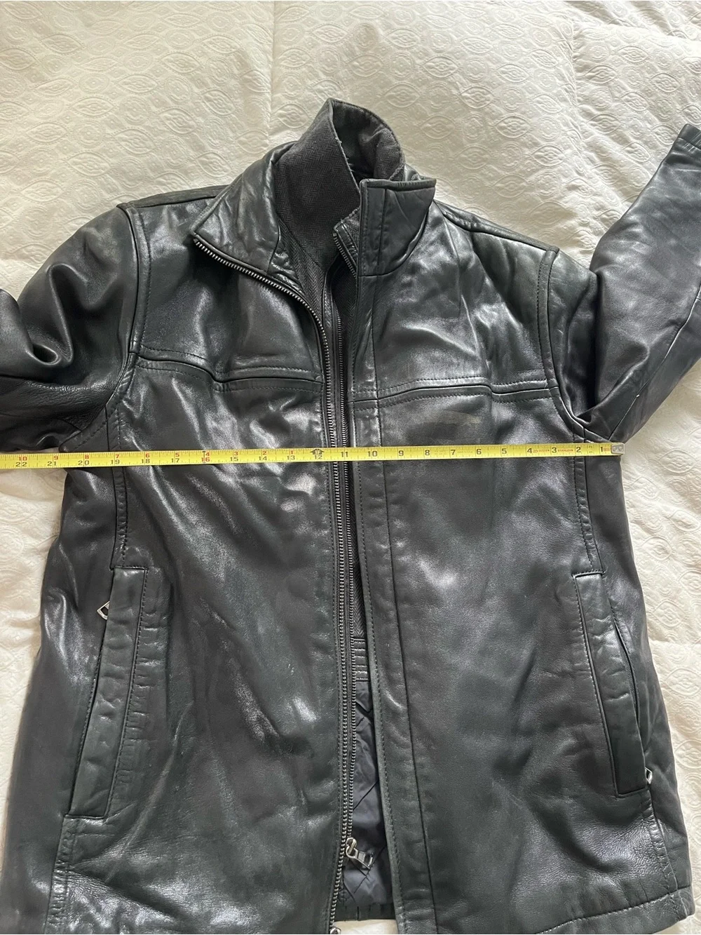 Andrew Marc New York Men's Black Leather Zip-Front Jacket size medium